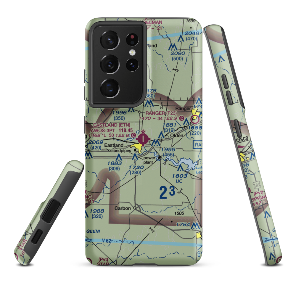Eastland Municipal Airport (ETN) VFR Sectional Samsung Phone Case Samsung Galaxy S21 Ultra model shown