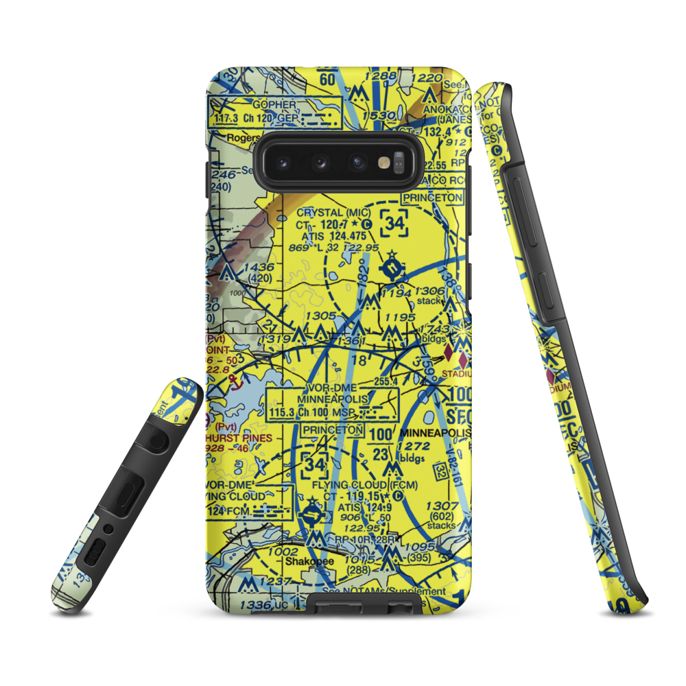 Eastmans Medicine Lake Seaplane Base (22MN) VFR Sectional Samsung Phone Case Samsung Galaxy S10 Plus model shown