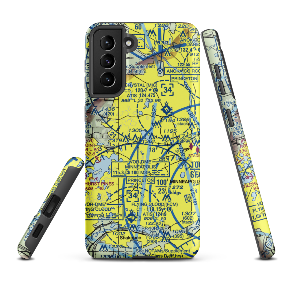 Eastmans Medicine Lake Seaplane Base (22MN) VFR Sectional Samsung Phone Case Samsung Galaxy S21 Plus model shown