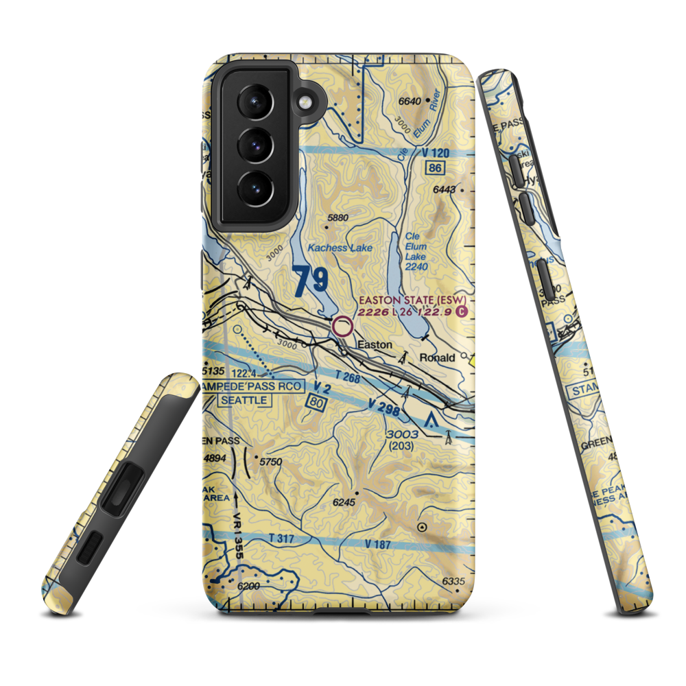 Easton State Airport (ESW) VFR Sectional Samsung Phone Case Samsung Galaxy S21 FE model shown