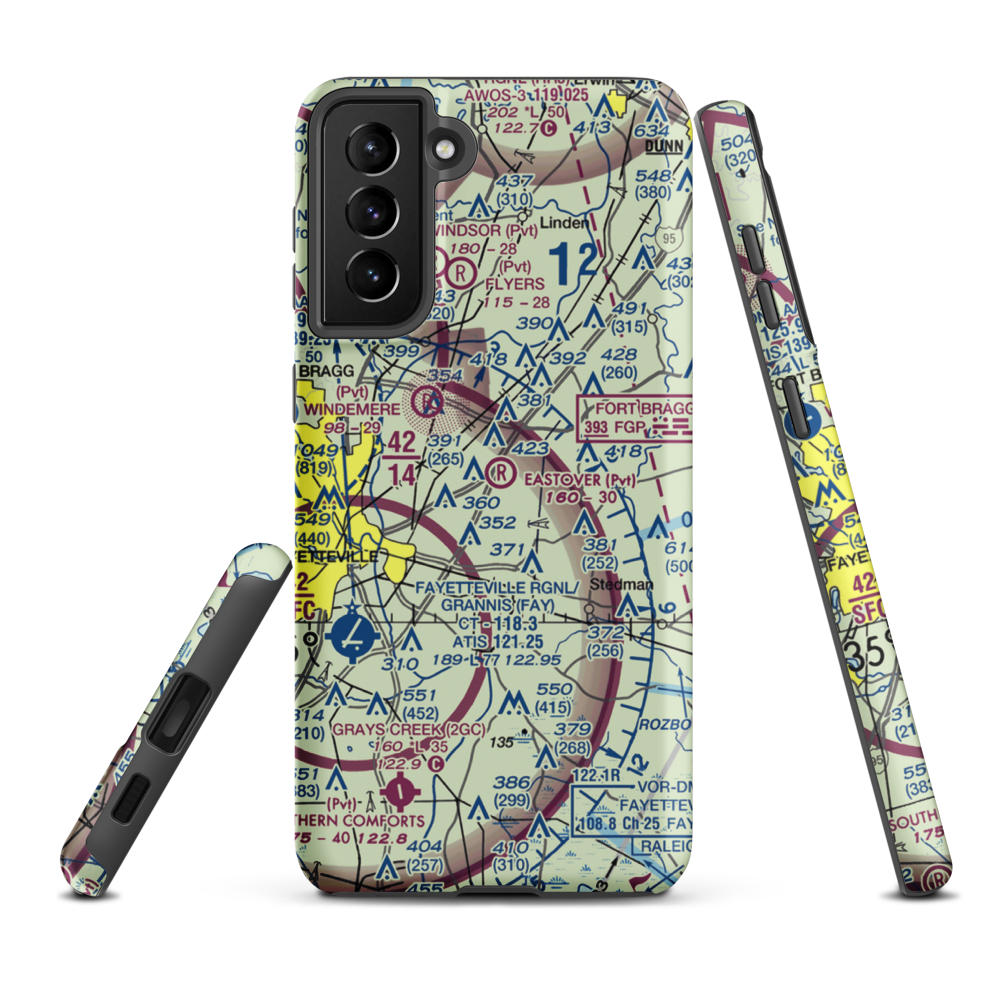 Eastover Air Ranch Airport (6NC3) VFR Sectional Samsung Phone Case Samsung Galaxy S21 Plus model shown