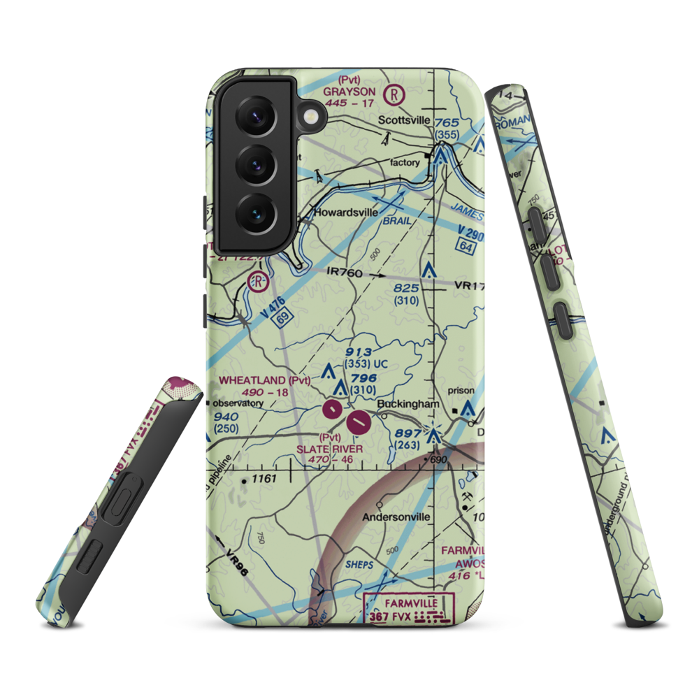 Eastview Airport (VG32) VFR Sectional Samsung Phone Case Samsung Galaxy S22 Plus model shown