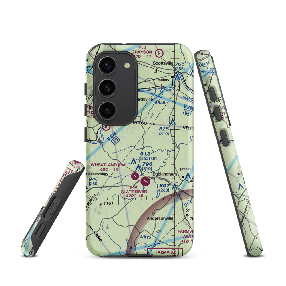 Eastview Airport (VG32) VFR Sectional Samsung Phone Case Samsung Galaxy S23 model shown