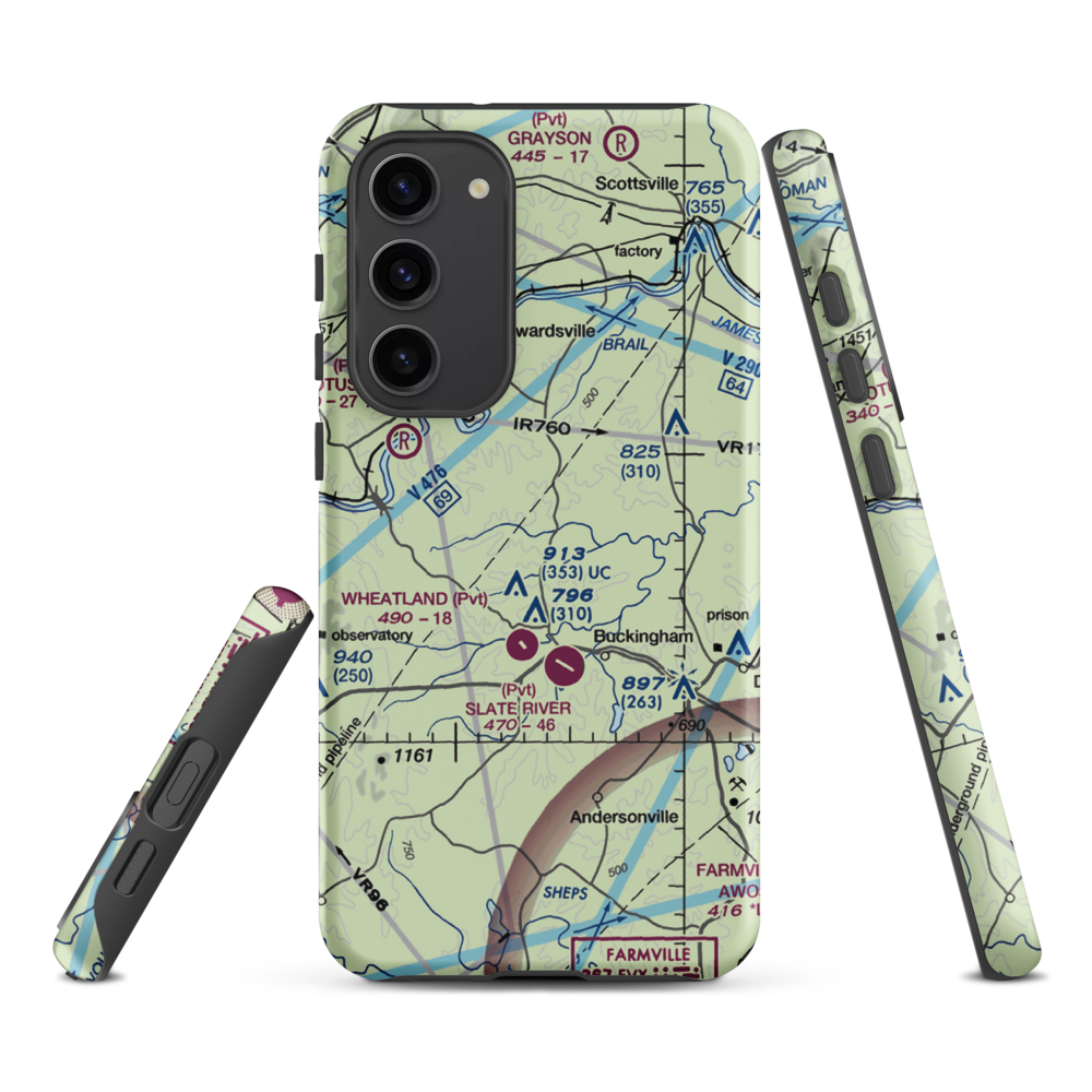 Eastview Airport (VG32) VFR Sectional Samsung Phone Case Samsung Galaxy S23 Plus model shown