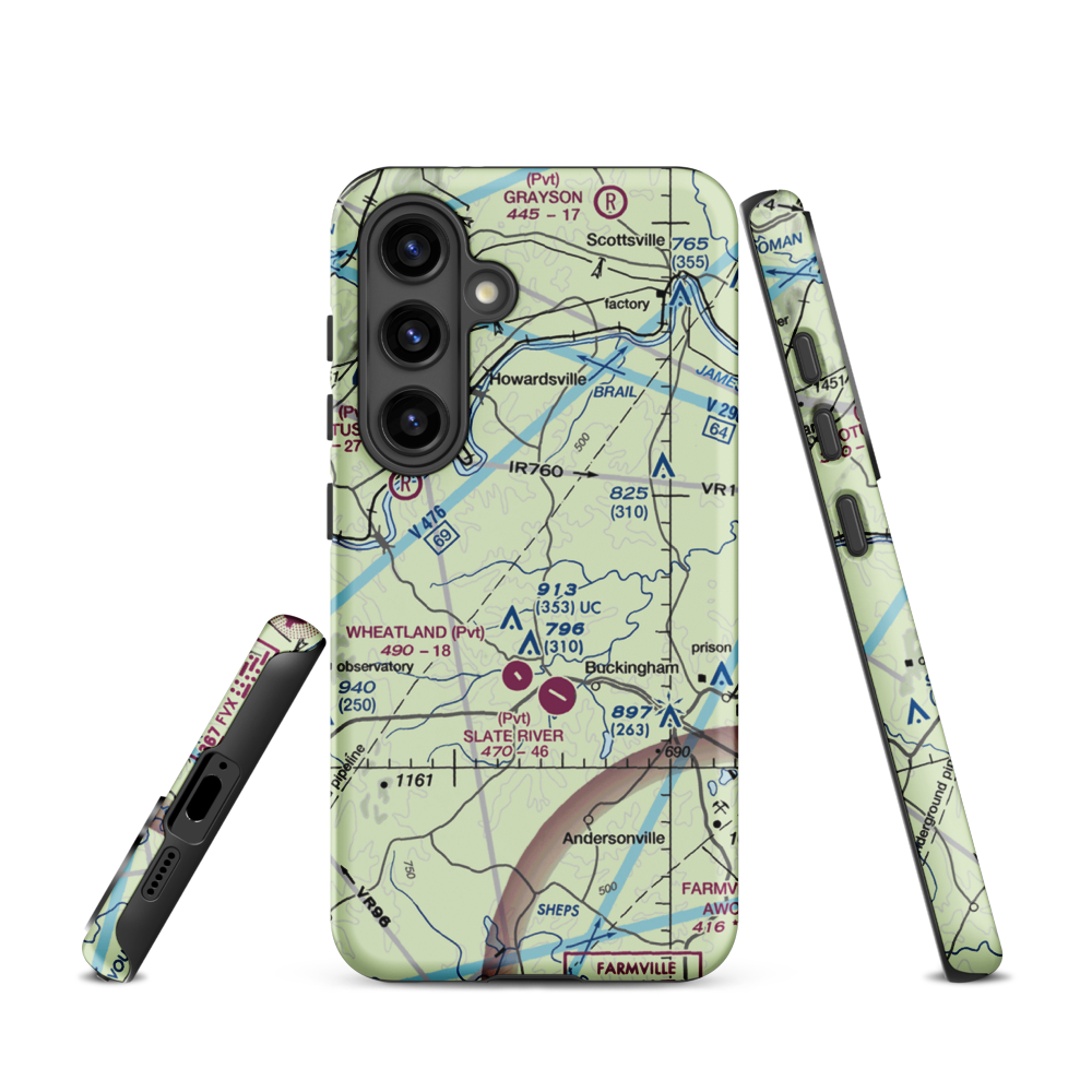 Eastview Airport (VG32) VFR Sectional Samsung Phone Case Samsung Galaxy S24 model shown