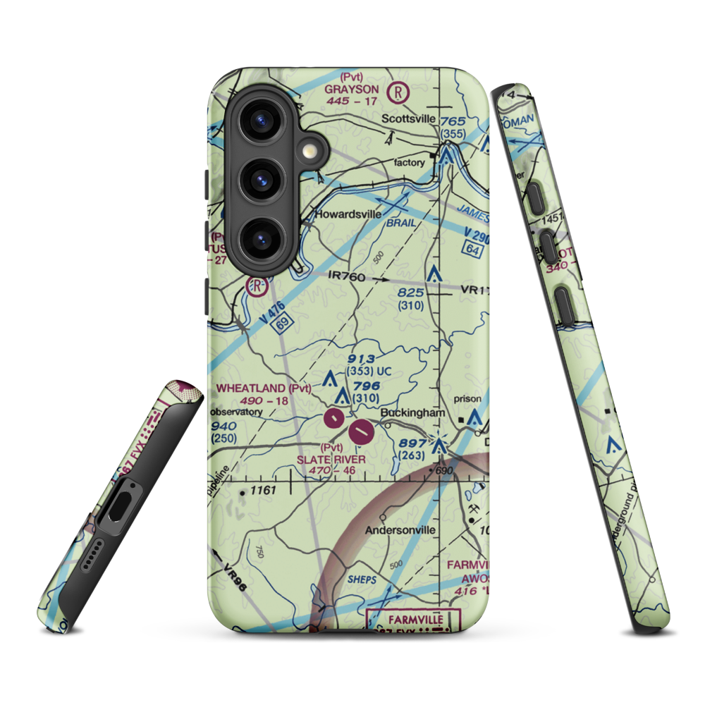 Eastview Airport (VG32) VFR Sectional Samsung Phone Case Samsung Galaxy S24 Plus model shown