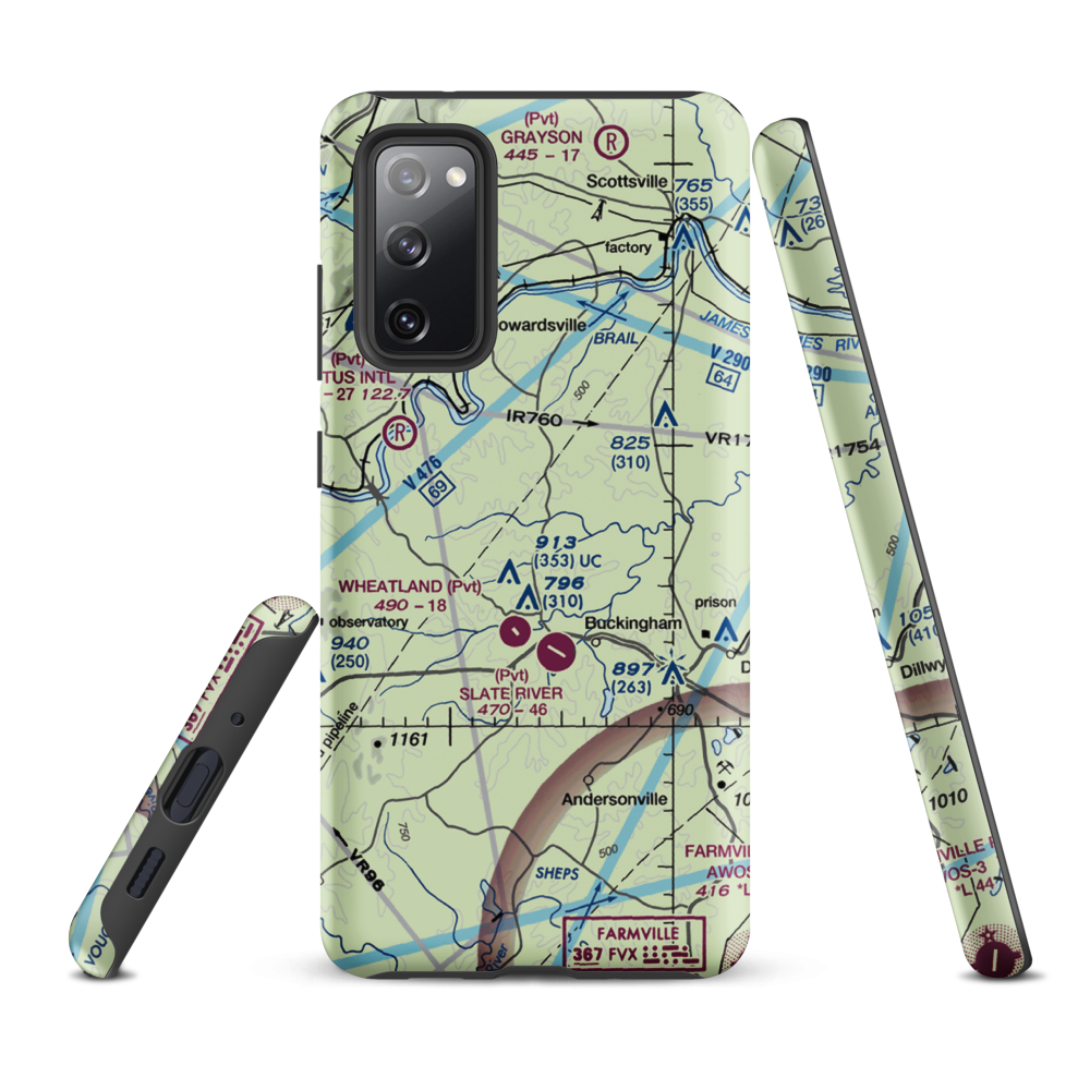Eastview Airport (VG32) VFR Sectional Samsung Phone Case Samsung Galaxy S20 FE model shown