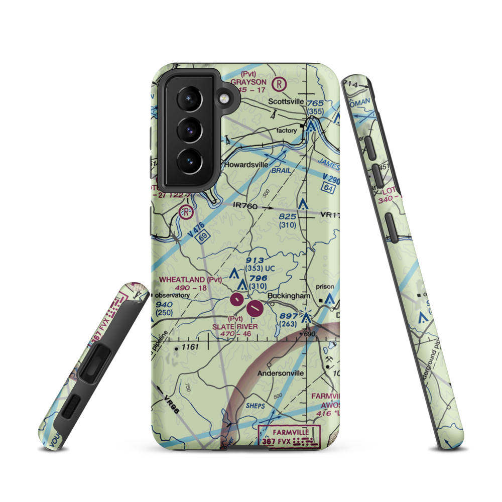 Eastview Airport (VG32) VFR Sectional Samsung Phone Case Samsung Galaxy S21 model shown