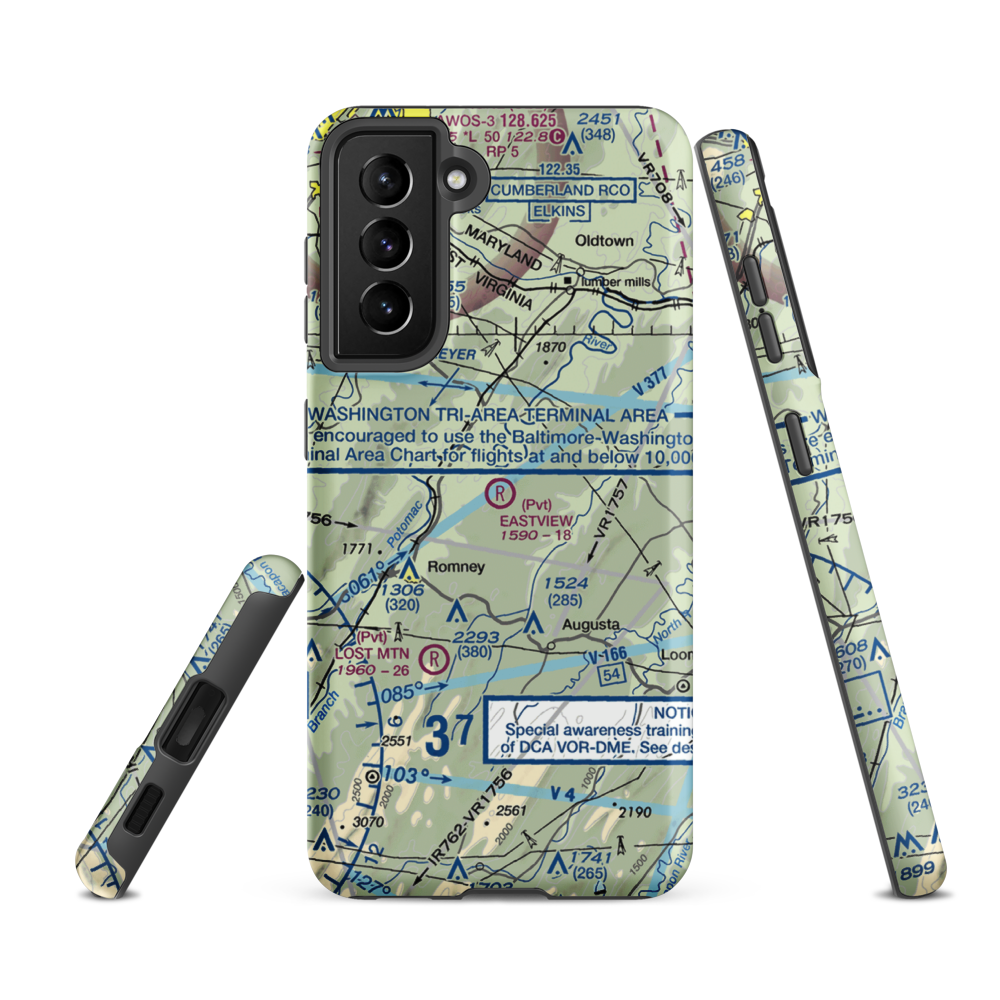 Eastview Airport (WV67) VFR Sectional Samsung Phone Case Samsung Galaxy S21 Ultra model shown