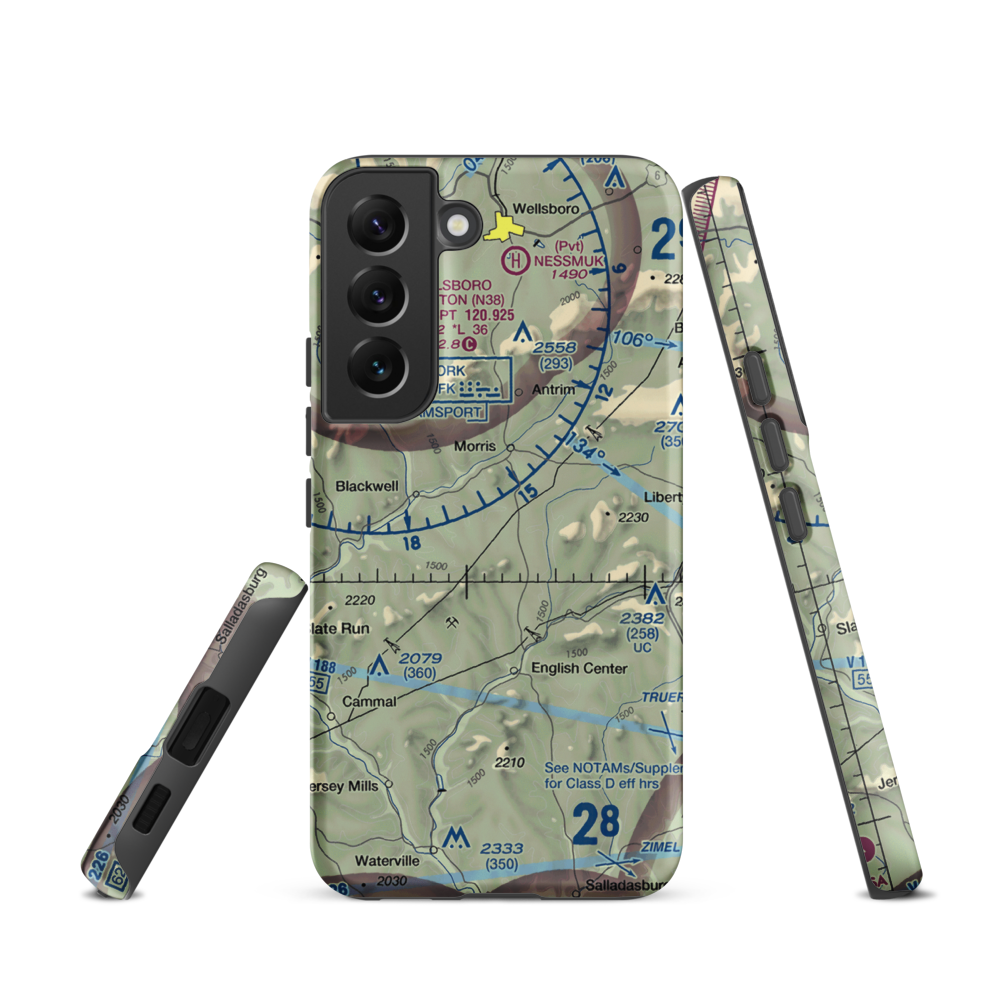 Echo Airport (PN0) VFR Sectional Samsung Phone Case Samsung Galaxy S22 model shown