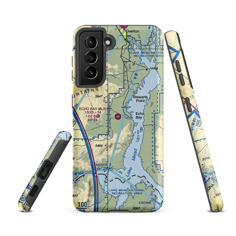 Echo Bay Airport (0L9) VFR Sectional Samsung Phone Case Samsung Galaxy S21 FE model shown