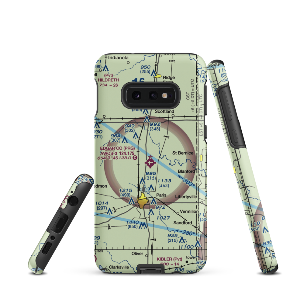 Edgar County Airport (PRG) VFR Sectional Samsung Phone Case Samsung Galaxy S10 Plus model shown