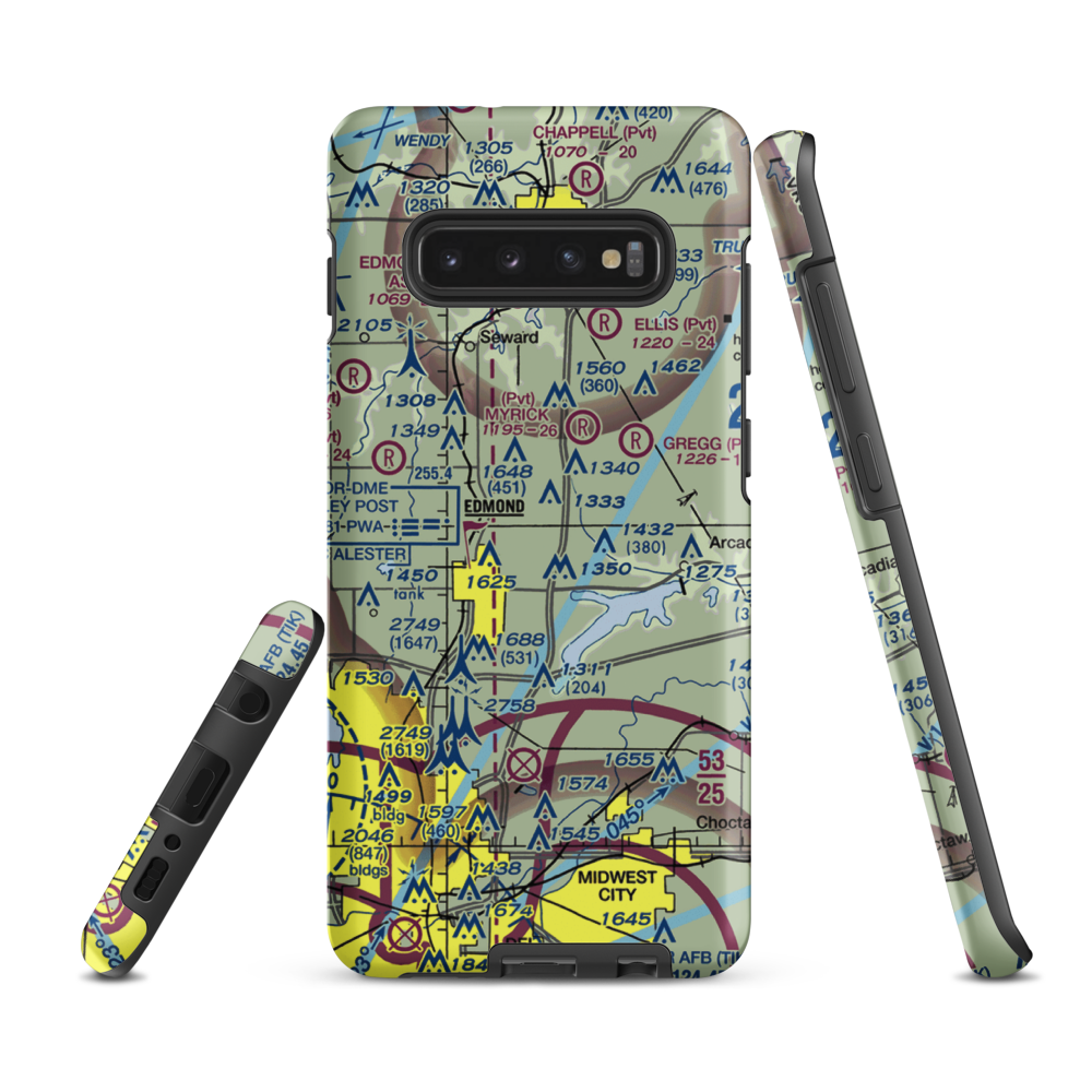 Edmond Airport (0OK0) VFR Sectional Samsung Phone Case Samsung Galaxy S10e model shown