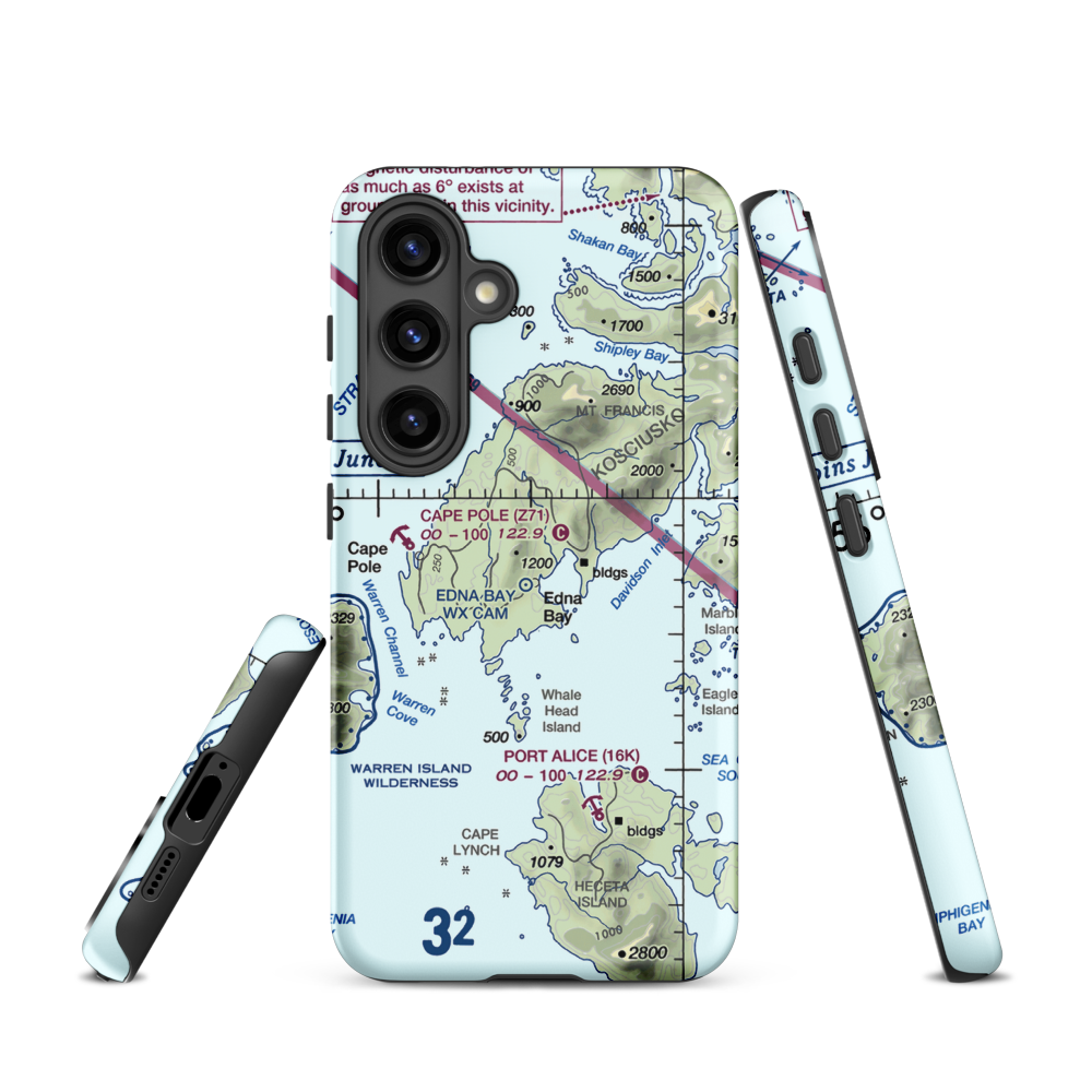 Edna Bay Seaplane Base (EDA) VFR Sectional Samsung Phone Case Samsung Galaxy S24 model shown