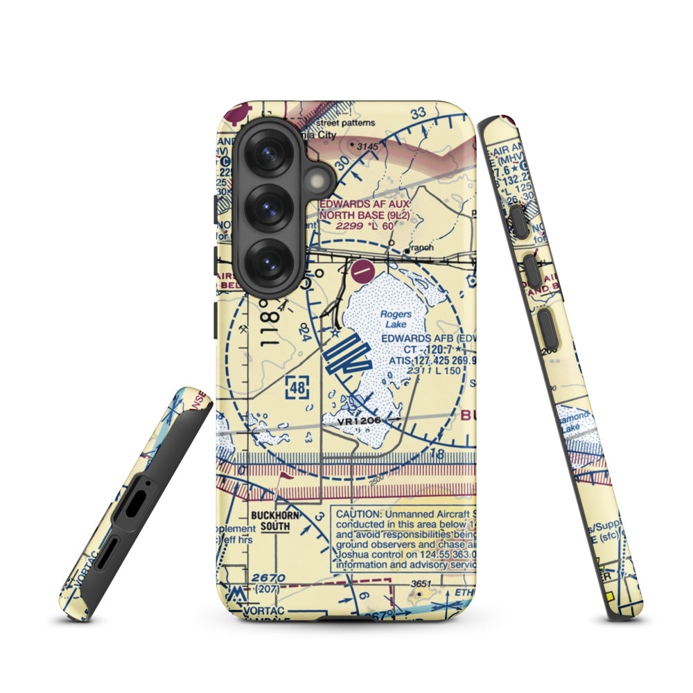 Edwards Air Force Base (EDW) VFR Sectional Samsung Phone Case Samsung Galaxy S25 model shown
