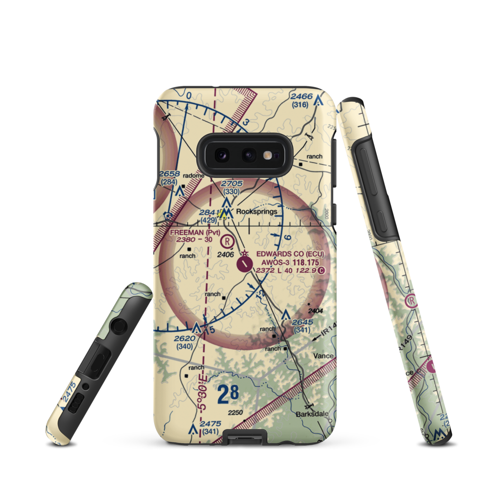 Edwards County Airport (ECU) VFR Sectional Samsung Phone Case Samsung Galaxy S10e model shown
