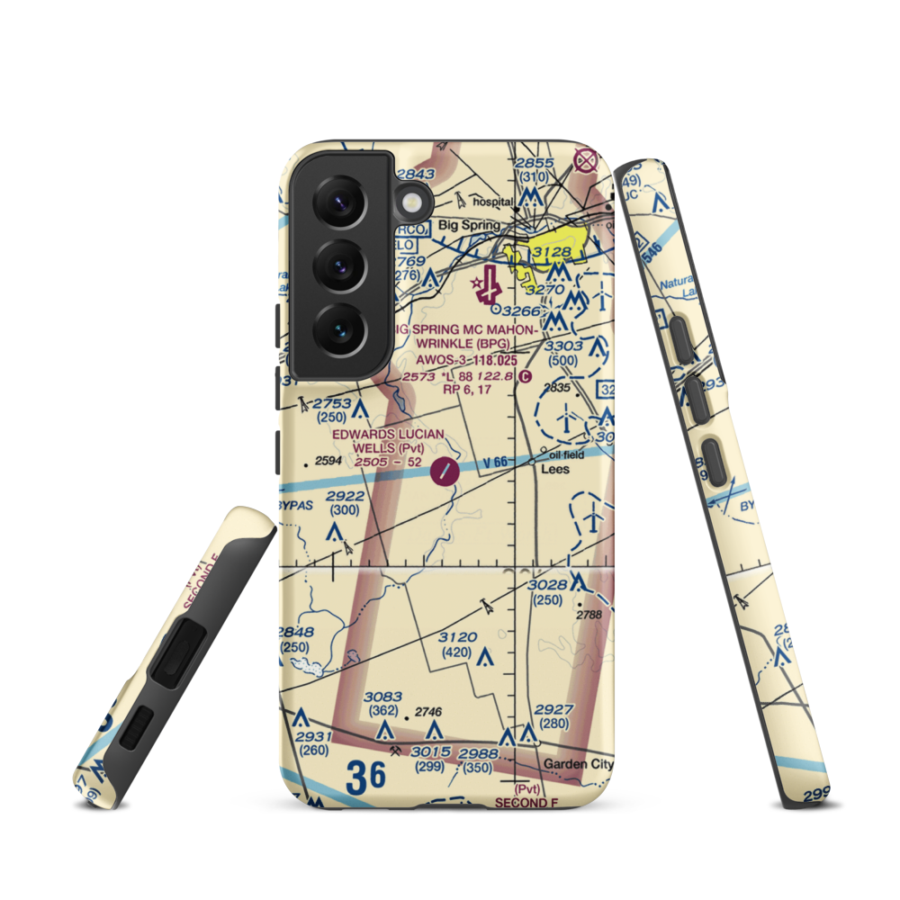 Edwards Lucian Wells Ranch Airport (TX31) VFR Sectional Samsung Phone Case Samsung Galaxy S22 model shown