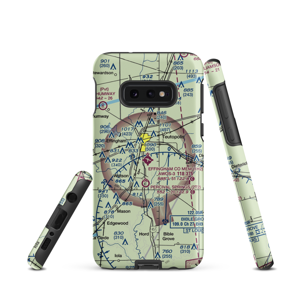 Effingham County Memorial Airport (1H2) VFR Sectional Samsung Phone Case Samsung Galaxy S10e model shown