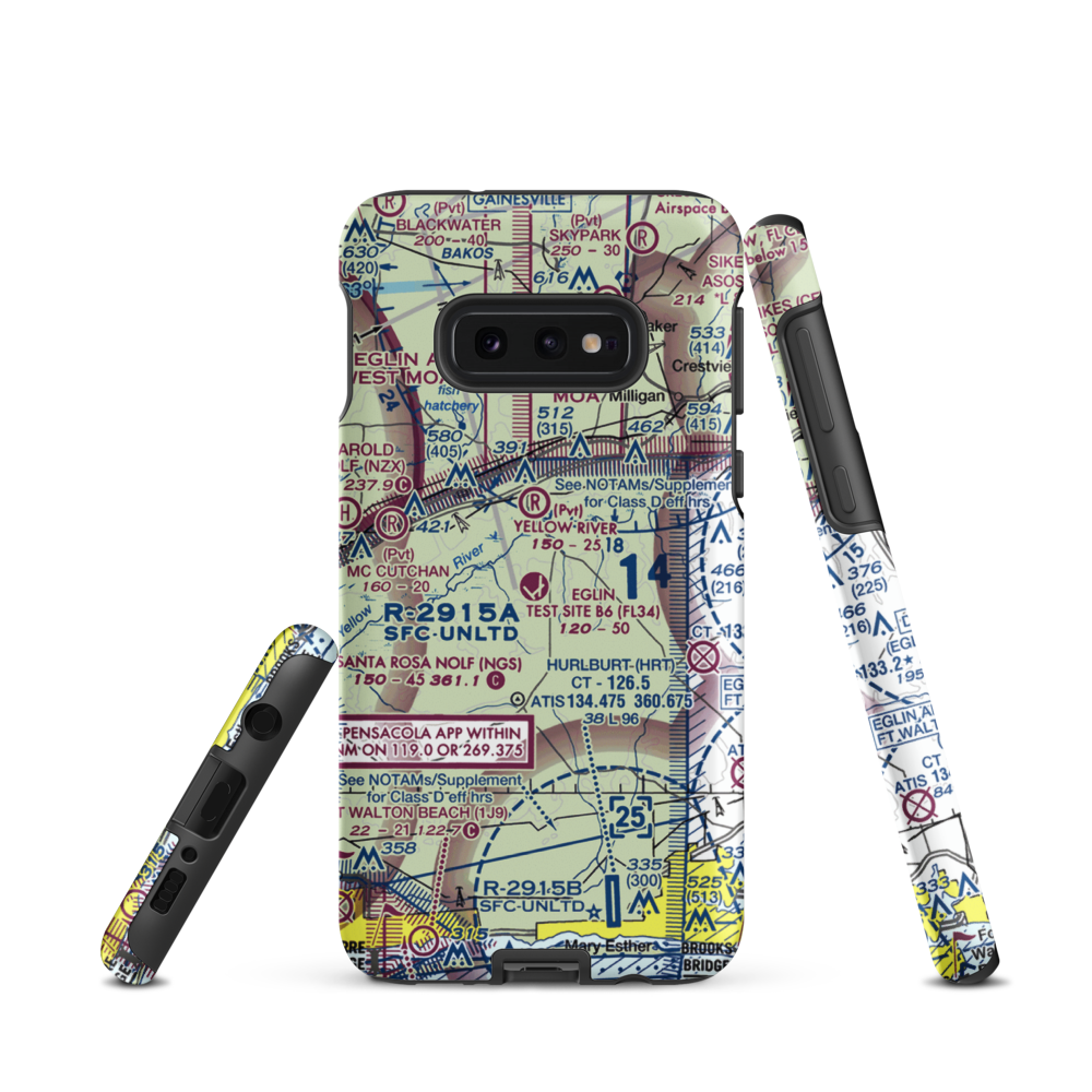 Eglin Auxiliary Field 6 Airport (KZ01) VFR Sectional Samsung Phone Case Samsung Galaxy S10e model shown
