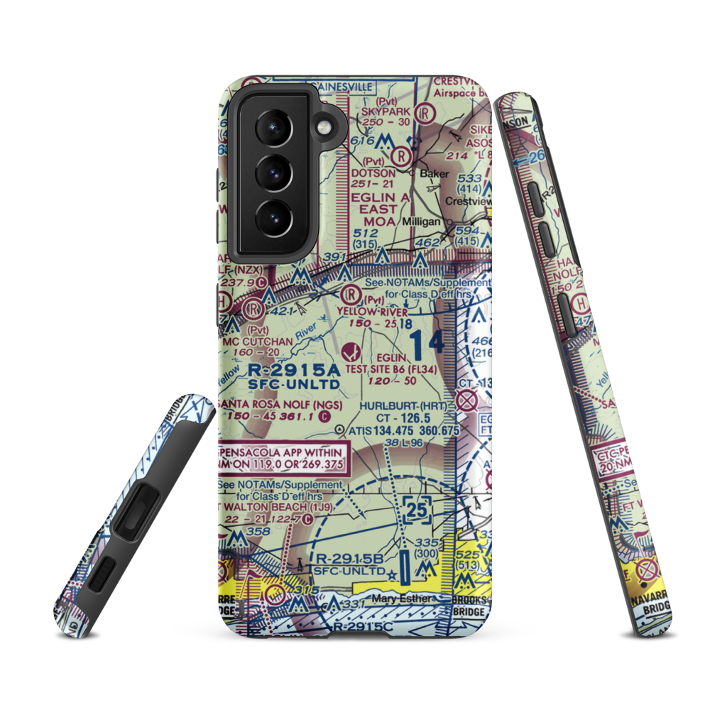Eglin Auxiliary Field 6 Airport (KZ01) VFR Sectional Samsung Phone Case Samsung Galaxy S21 Ultra model shown
