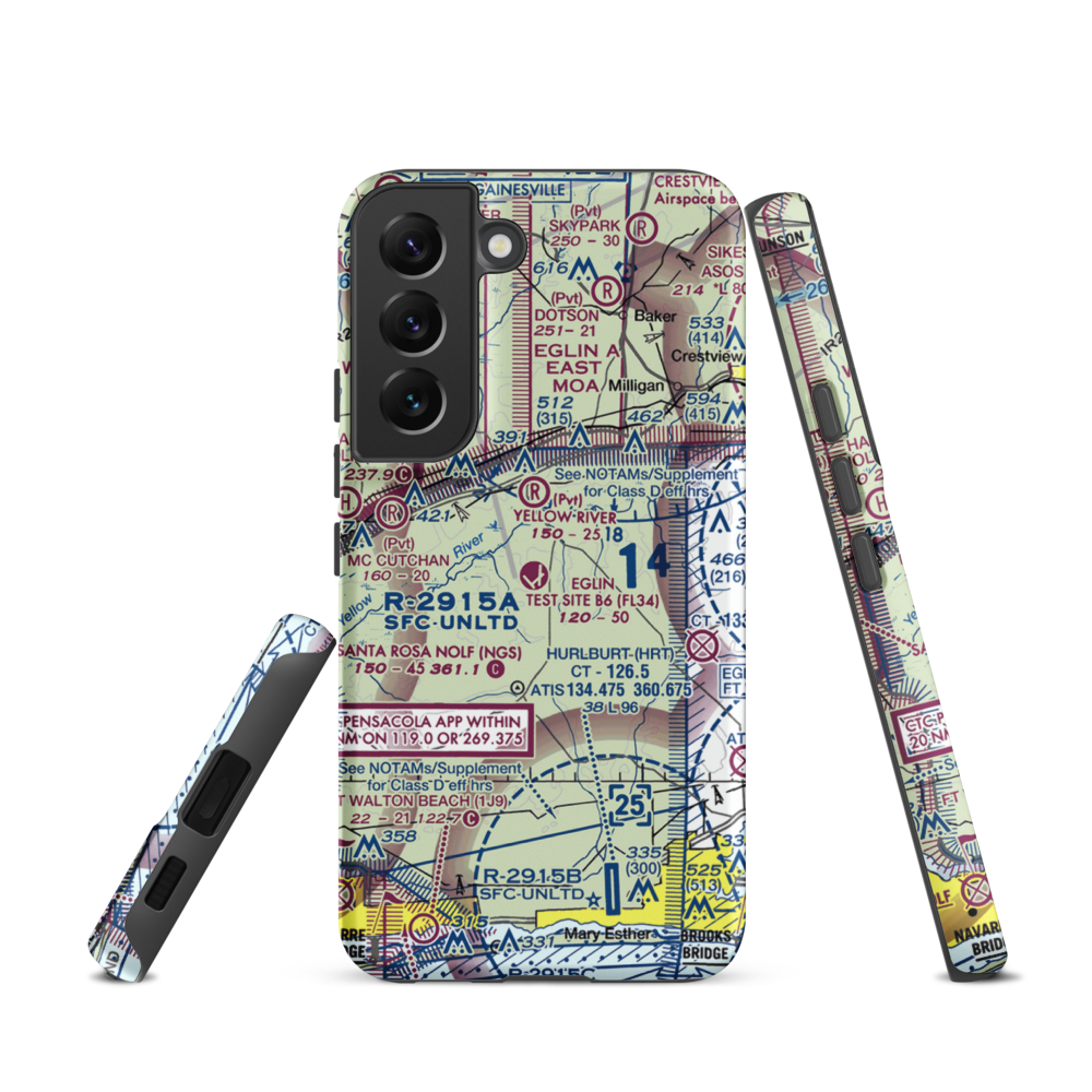 Eglin Auxiliary Field 6 Airport (KZ01) VFR Sectional Samsung Phone Case Samsung Galaxy S22 model shown