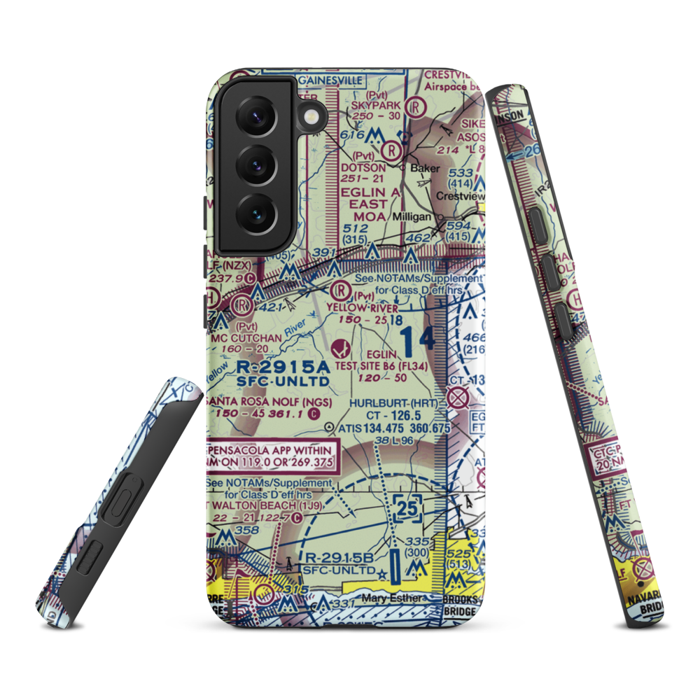 Eglin Auxiliary Field 6 Airport (KZ01) VFR Sectional Samsung Phone Case Samsung Galaxy S22 Plus model shown