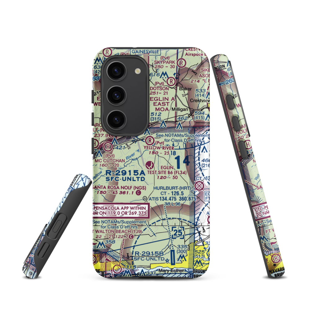 Eglin Auxiliary Field 6 Airport (KZ01) VFR Sectional Samsung Phone Case Samsung Galaxy S23 model shown
