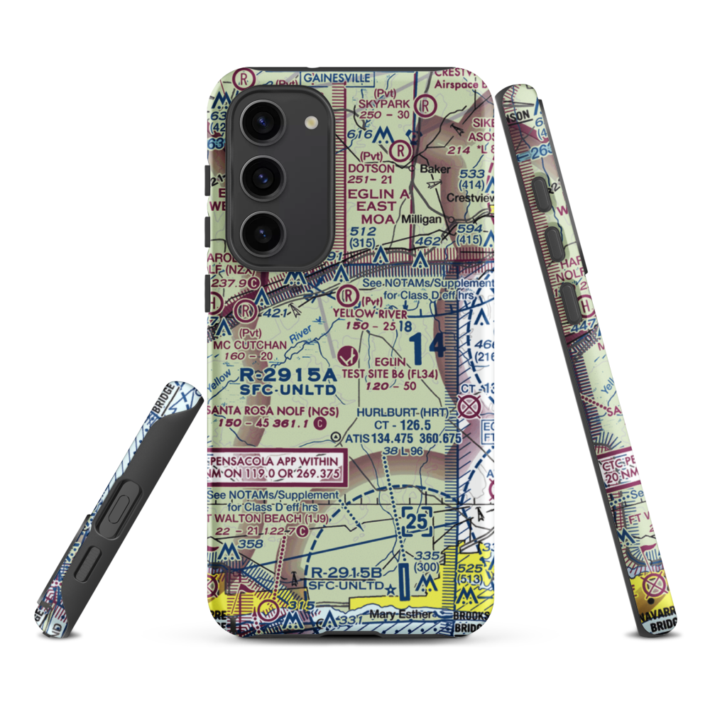 Eglin Auxiliary Field 6 Airport (KZ01) VFR Sectional Samsung Phone Case Samsung Galaxy S23 Plus model shown