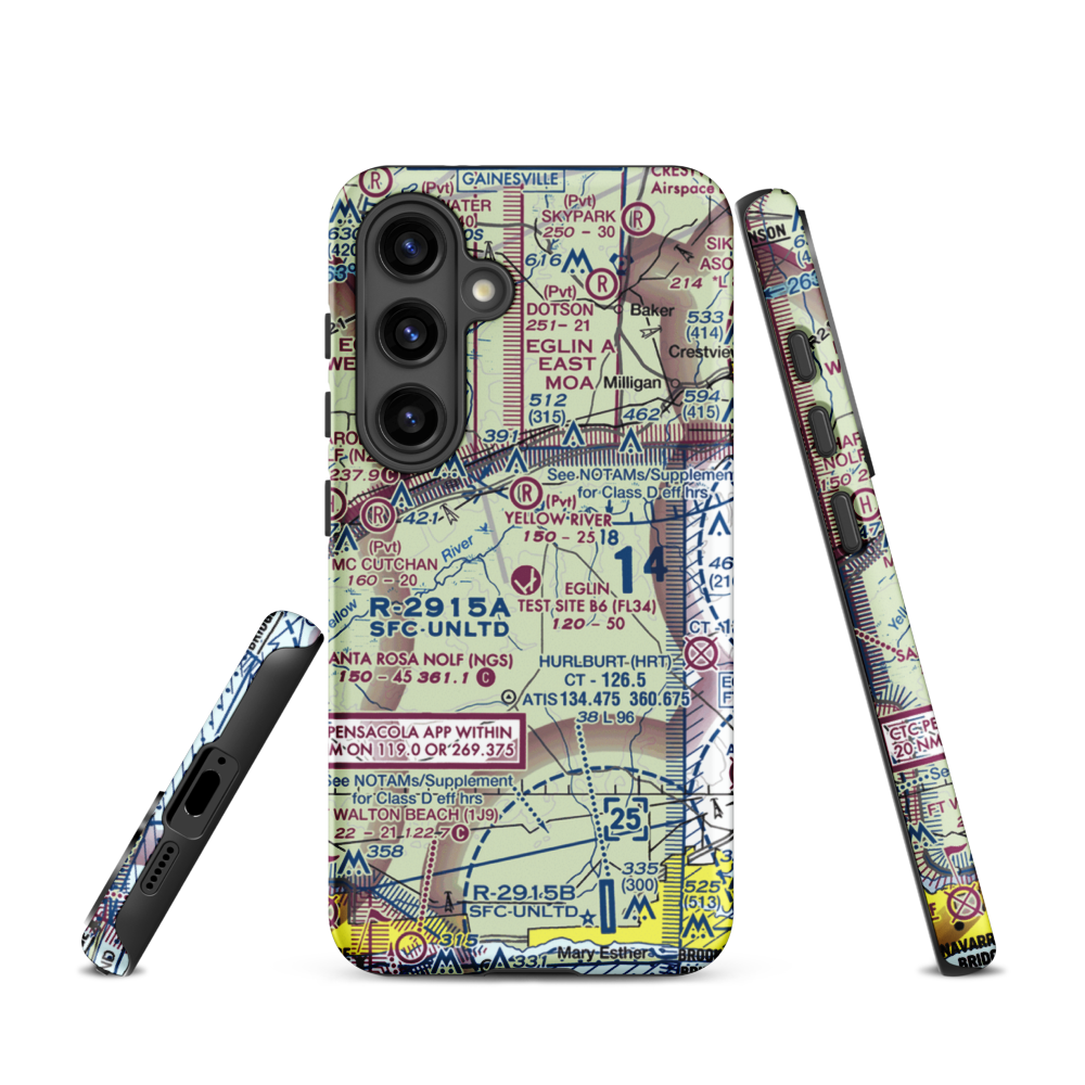 Eglin Auxiliary Field 6 Airport (KZ01) VFR Sectional Samsung Phone Case Samsung Galaxy S24 model shown