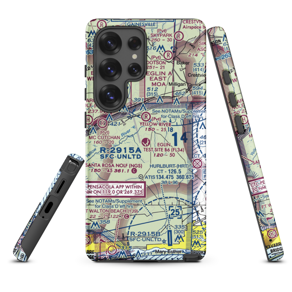 Eglin Auxiliary Field 6 Airport (KZ01) VFR Sectional Samsung Phone Case Samsung Galaxy S25 Ultra model shown