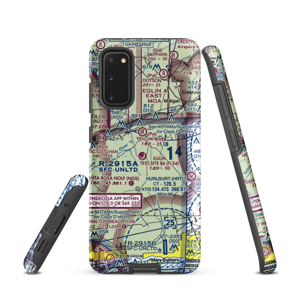 Eglin Auxiliary Field 6 Airport (KZ01) VFR Sectional Samsung Phone Case Samsung Galaxy S20 model shown