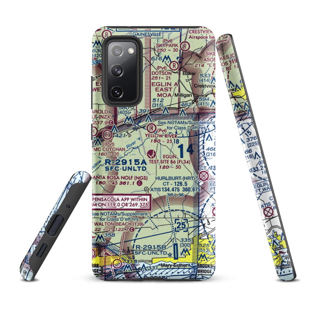 Eglin Auxiliary Field 6 Airport (KZ01) VFR Sectional Samsung Phone Case Samsung Galaxy S20 FE model shown