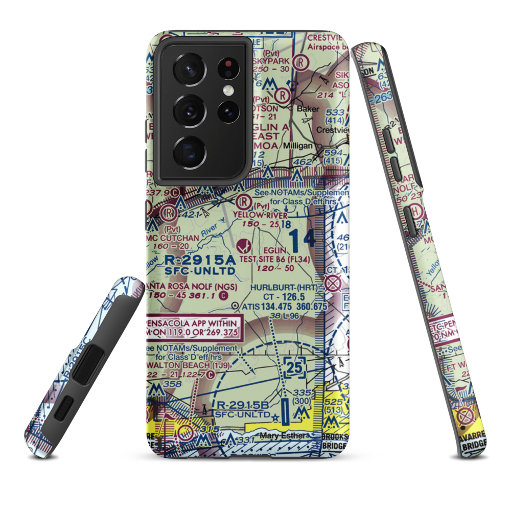 Eglin Auxiliary Field 6 Airport (KZ01) VFR Sectional Samsung Phone Case Samsung Galaxy S21 Plus model shown