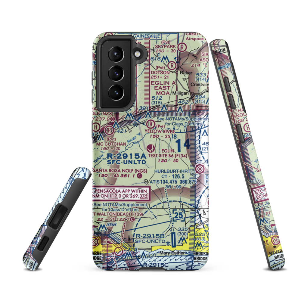 Eglin Test Site B6 Airport (FL34) VFR Sectional Samsung Phone Case Samsung Galaxy S21 FE model shown