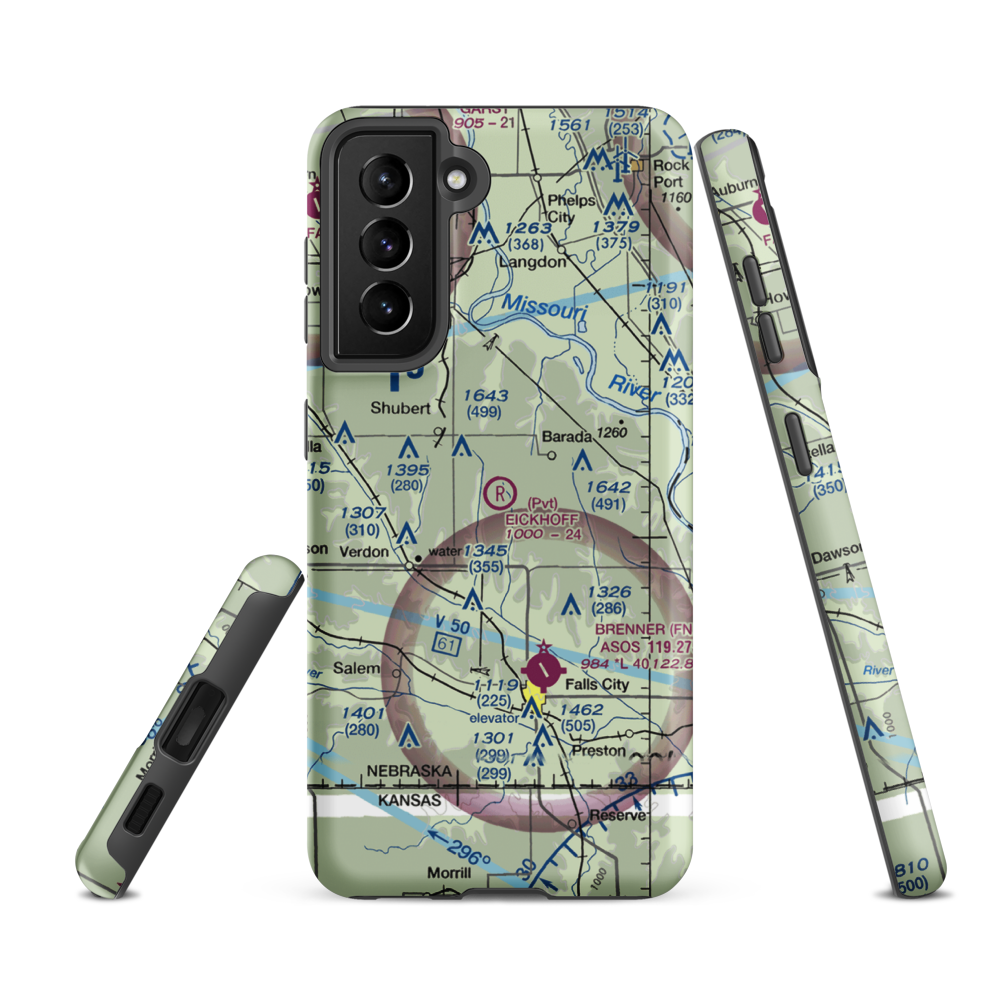 Eickhoff Strip (5NE2) VFR Sectional Samsung Phone Case Samsung Galaxy S21 FE model shown