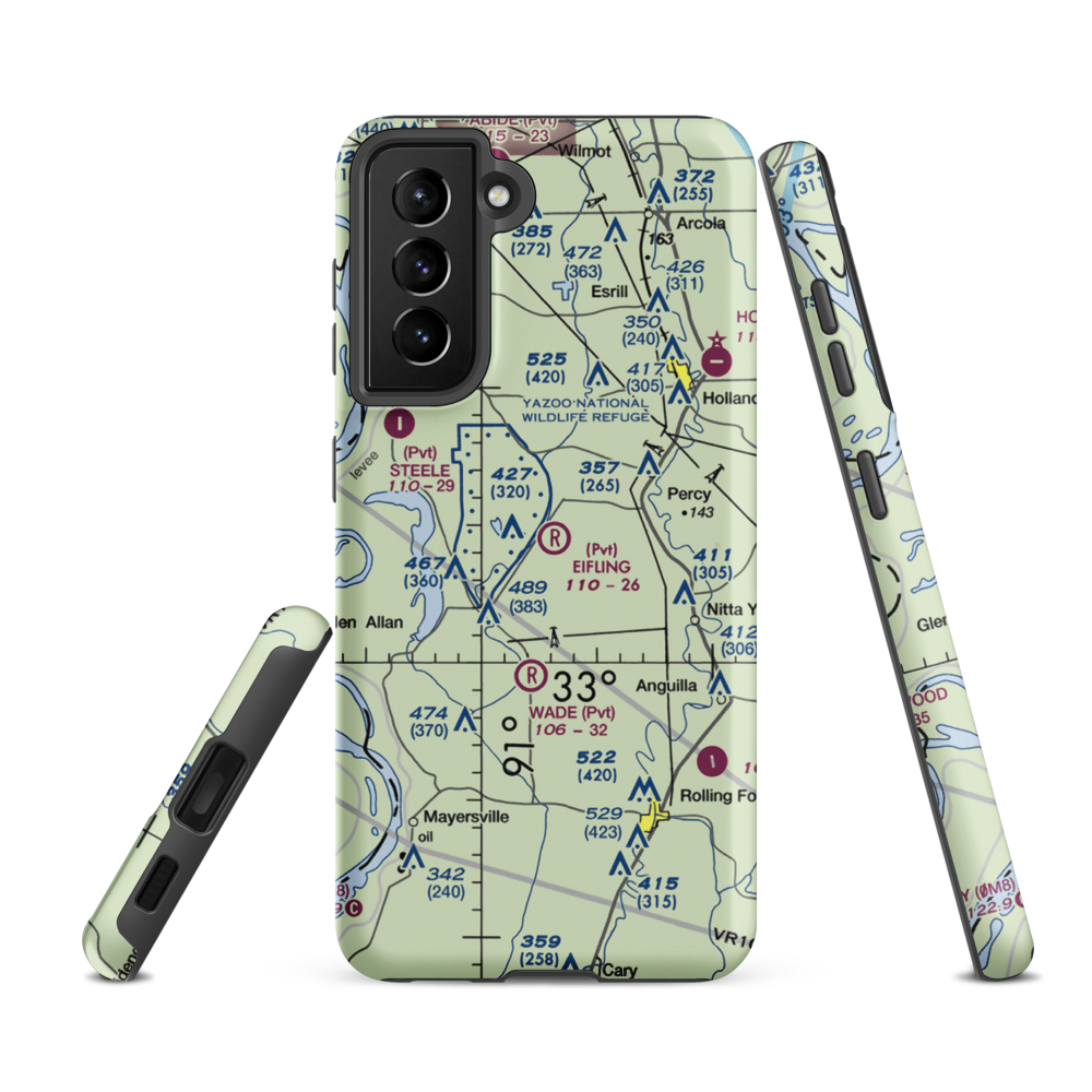 Eifling Farms Airport (MS13) VFR Sectional Samsung Phone Case Samsung Galaxy S21 FE model shown