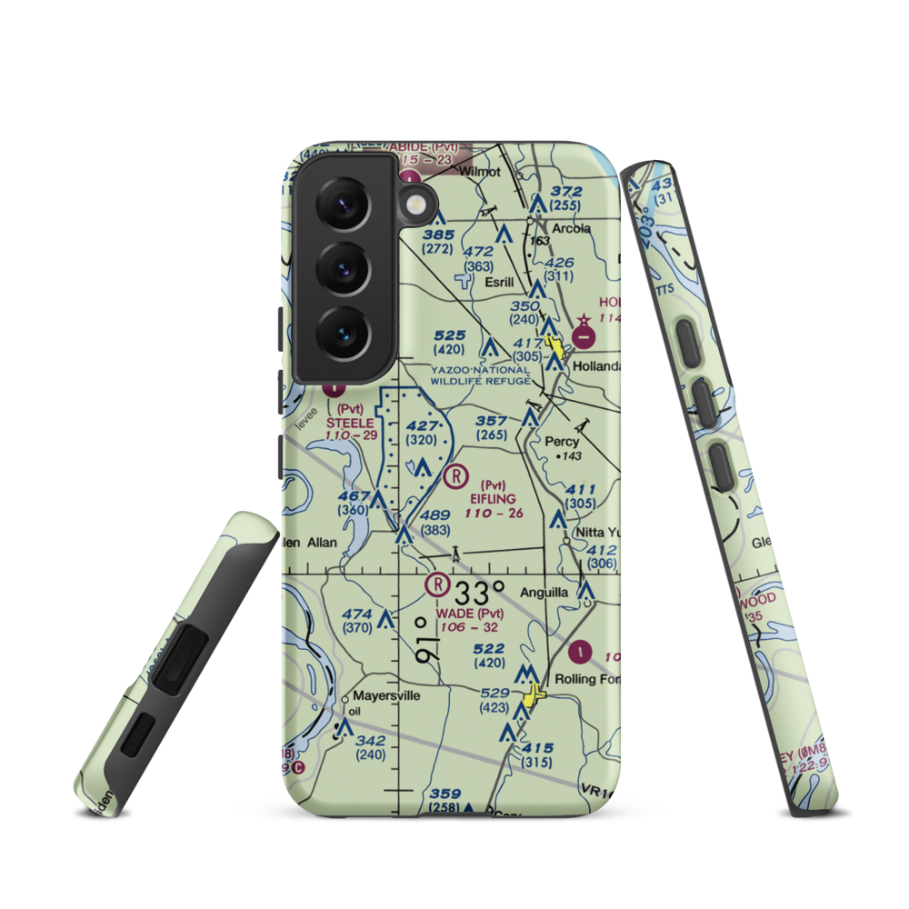 Eifling Farms Airport (MS13) VFR Sectional Samsung Phone Case Samsung Galaxy S22 model shown