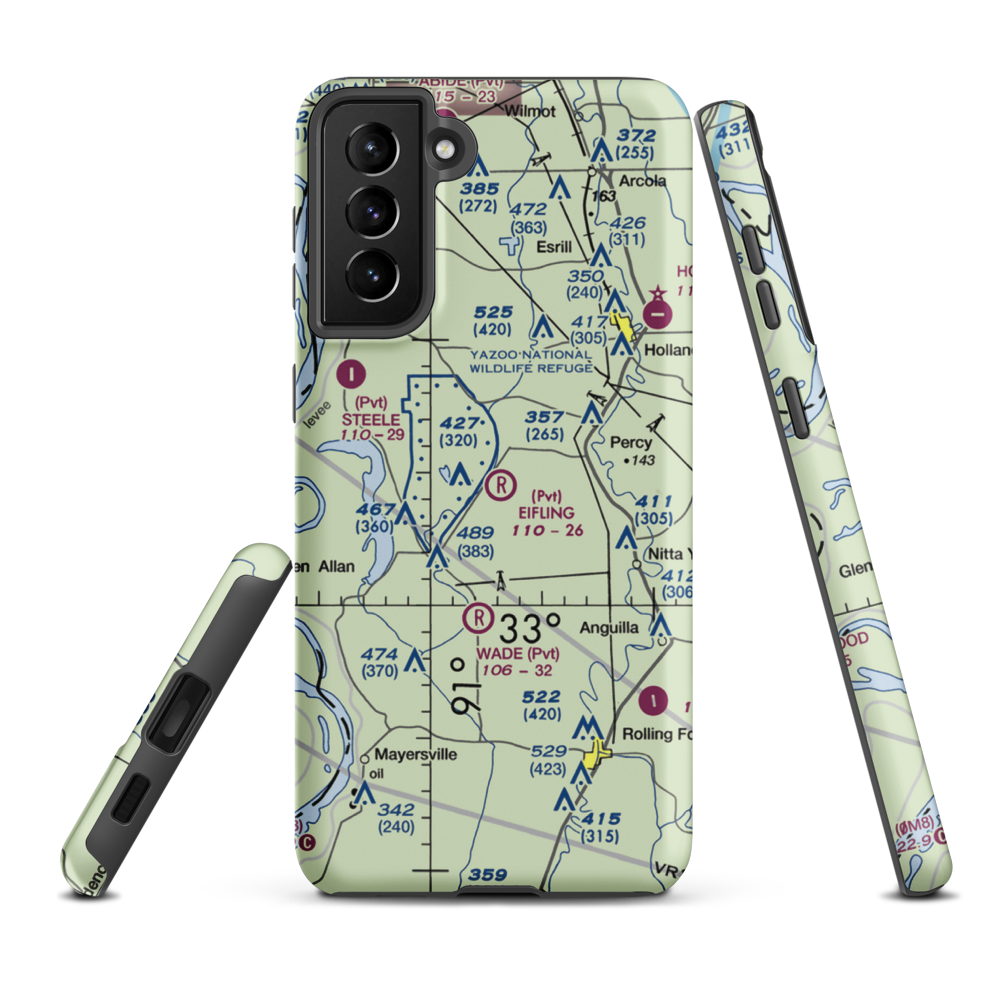 Eifling Farms Airport (MS13) VFR Sectional Samsung Phone Case Samsung Galaxy S21 Plus model shown