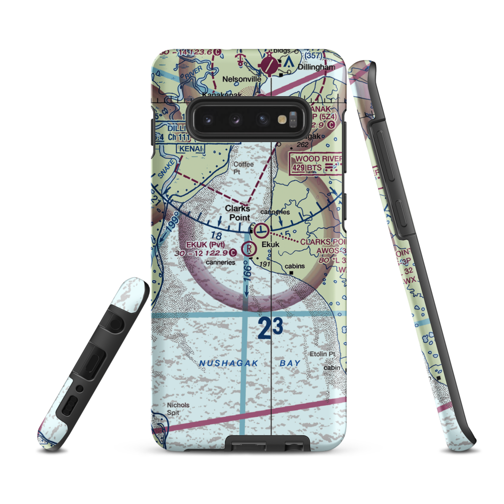 Ekuk Airport (KKU) VFR Sectional Samsung Phone Case Samsung Galaxy S10e model shown