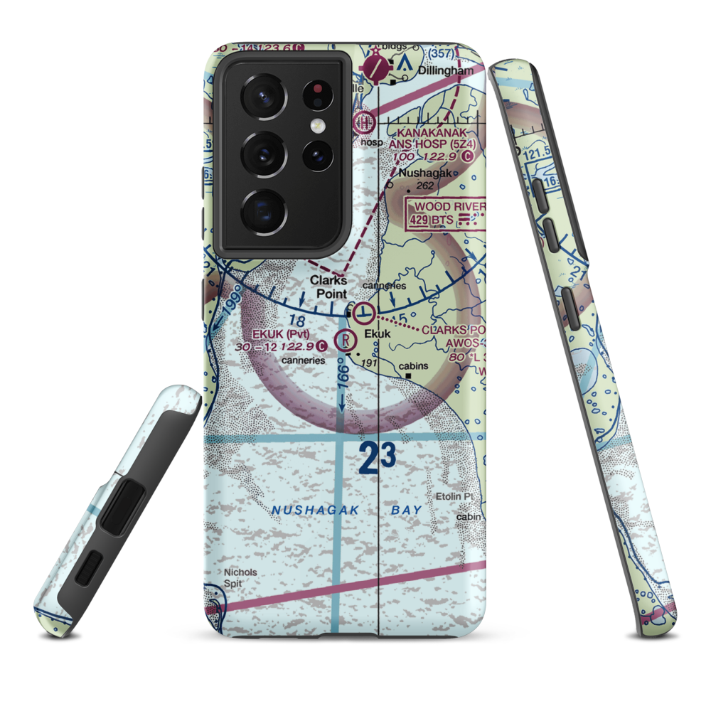 Ekuk Airport (KKU) VFR Sectional Samsung Phone Case Samsung Galaxy S21 Plus model shown