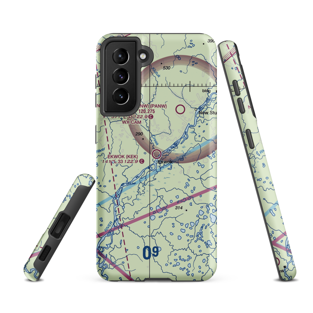 Ekwok Airport (KEK) VFR Sectional Samsung Phone Case Samsung Galaxy S21 FE model shown