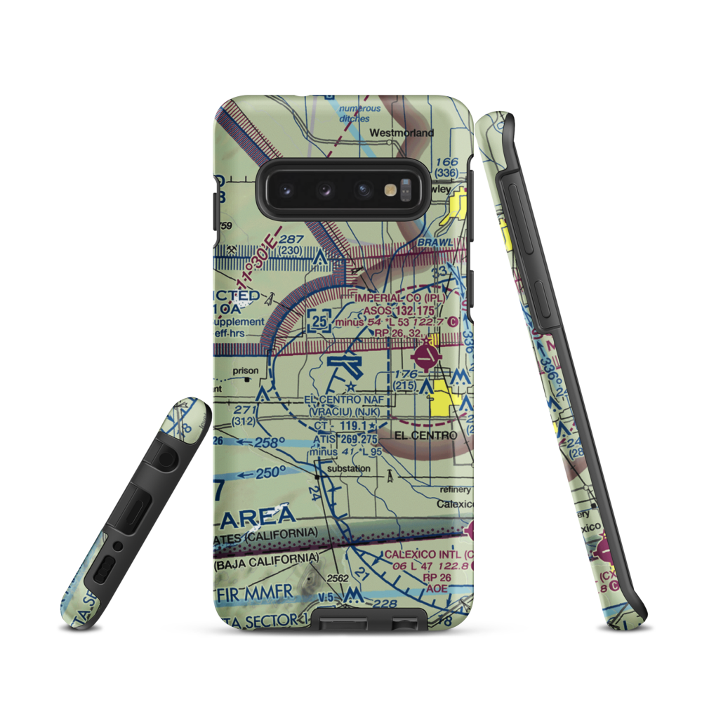 El Centro NAF Airport (Vraciu Field) (NJK) VFR Sectional Samsung Phone Case Samsung Galaxy S10 model shown