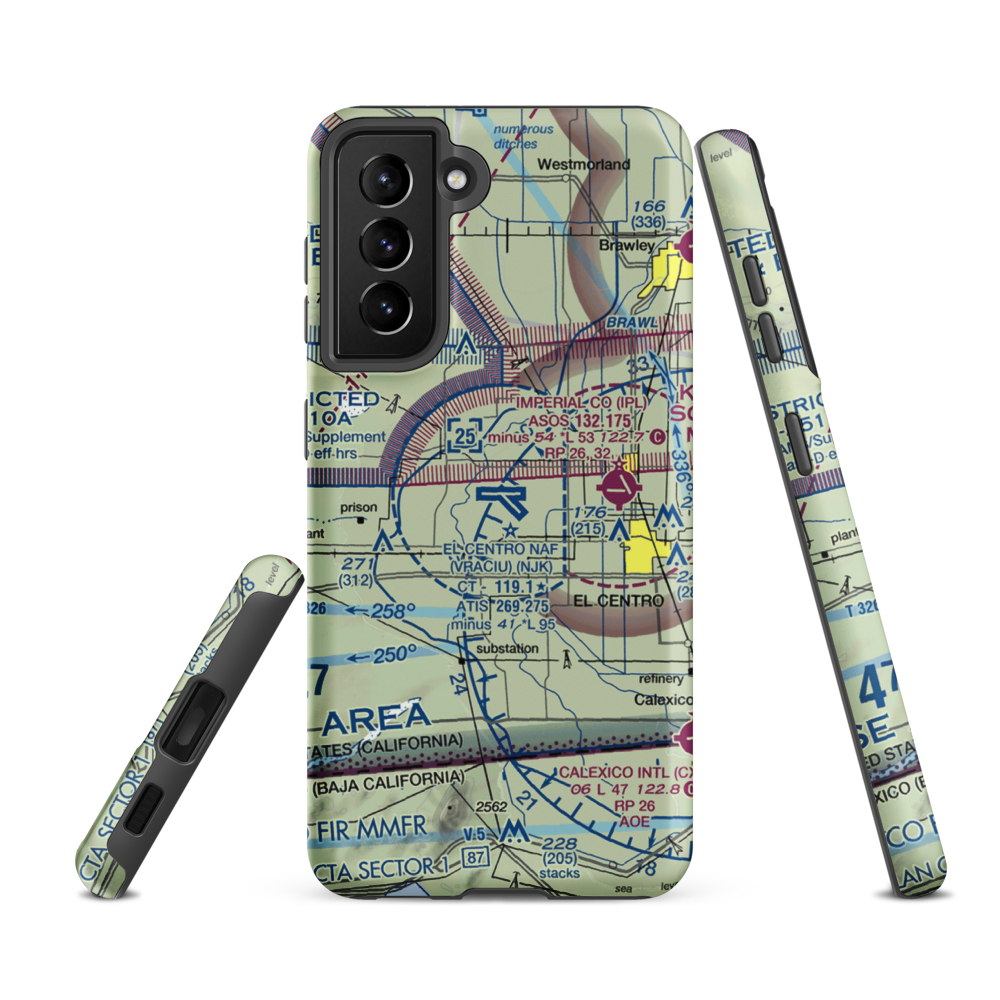 El Centro NAF Airport (Vraciu Field) (NJK) VFR Sectional Samsung Phone Case Samsung Galaxy S21 FE model shown