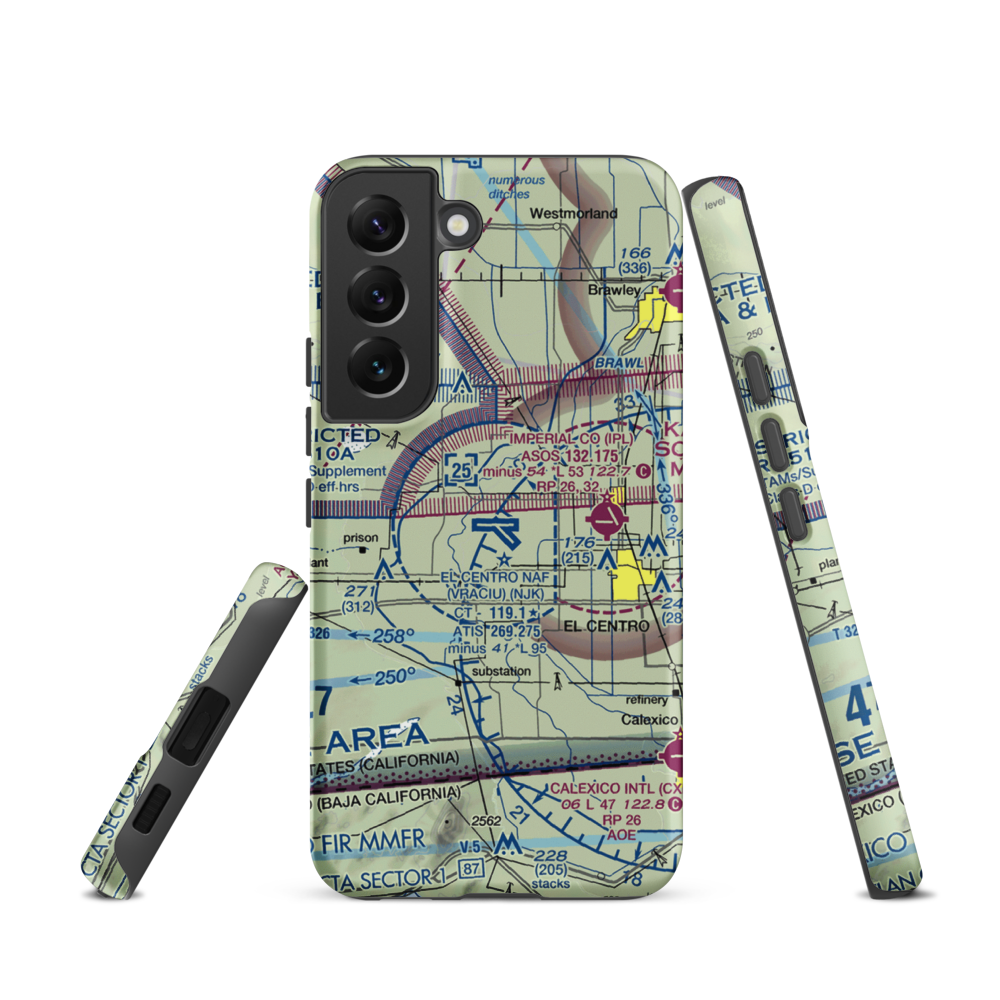 El Centro NAF Airport (Vraciu Field) (NJK) VFR Sectional Samsung Phone Case Samsung Galaxy S22 model shown