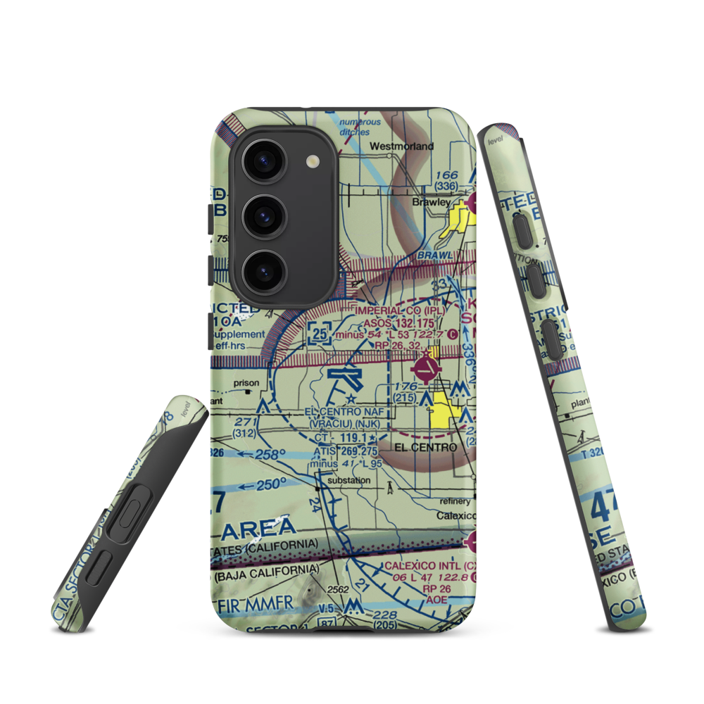 El Centro NAF Airport (Vraciu Field) (NJK) VFR Sectional Samsung Phone Case Samsung Galaxy S23 model shown