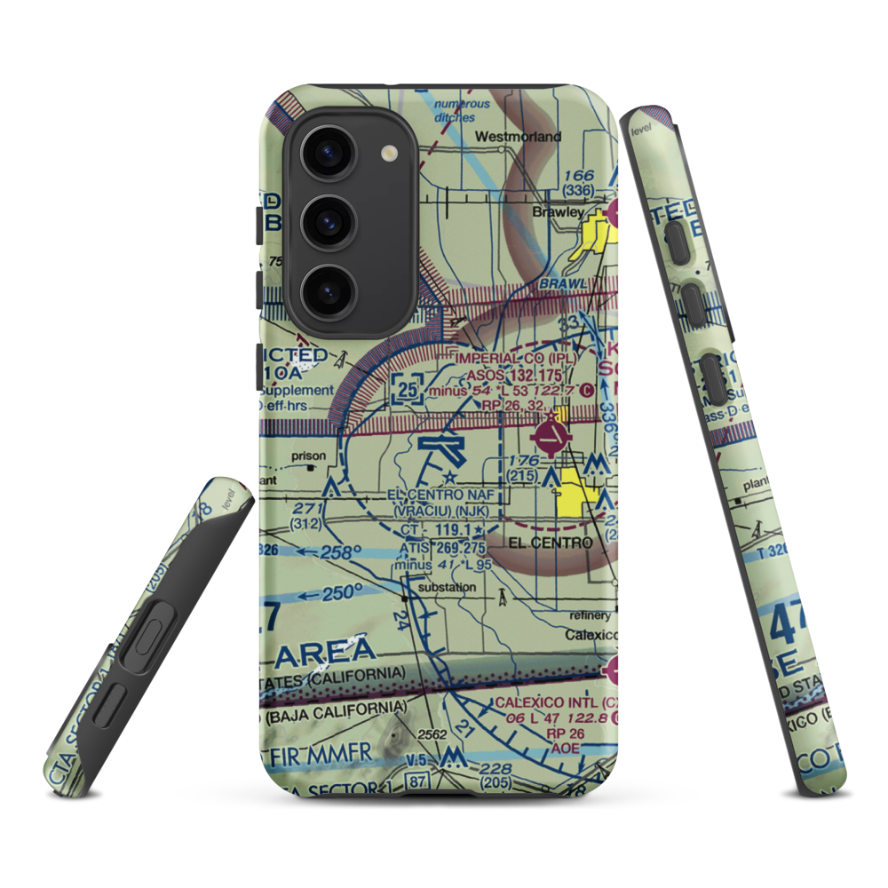El Centro NAF Airport (Vraciu Field) (NJK) VFR Sectional Samsung Phone Case Samsung Galaxy S23 Plus model shown