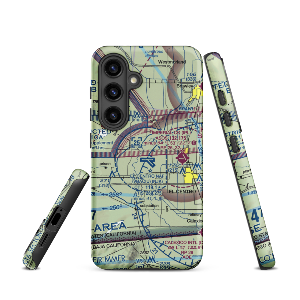 El Centro NAF Airport (Vraciu Field) (NJK) VFR Sectional Samsung Phone Case Samsung Galaxy S24 model shown
