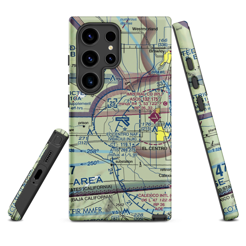 El Centro NAF Airport (Vraciu Field) (NJK) VFR Sectional Samsung Phone Case Samsung Galaxy S24 Ultra model shown