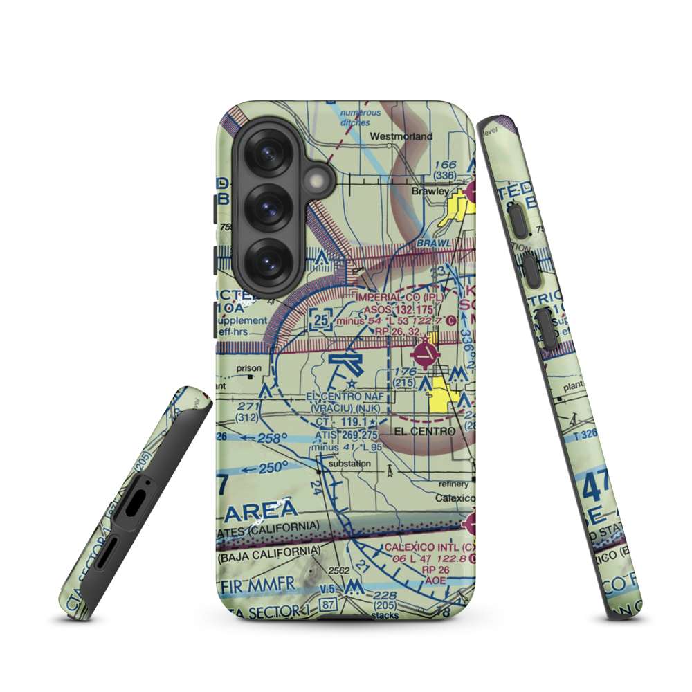 El Centro NAF Airport (Vraciu Field) (NJK) VFR Sectional Samsung Phone Case Samsung Galaxy S25 model shown