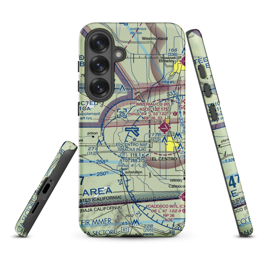 El Centro NAF Airport (Vraciu Field) (NJK) VFR Sectional Samsung Phone Case Samsung Galaxy S25 Plus model shown